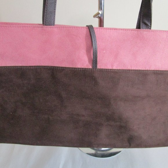 Estee Lauder Faux Suede Pink and Brown Tote Bag - Picture 12 of 15